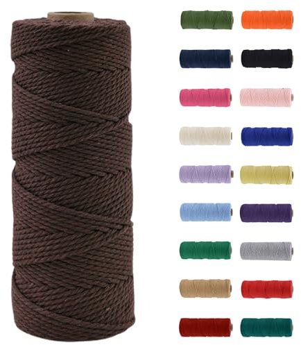 MORAINJAY 2mm Hilo de Macramé 100% Algodón,100m Marrón Cuerda para Manualidades,19 Colores Más,Cordón para DIY,Decoración y Regalos