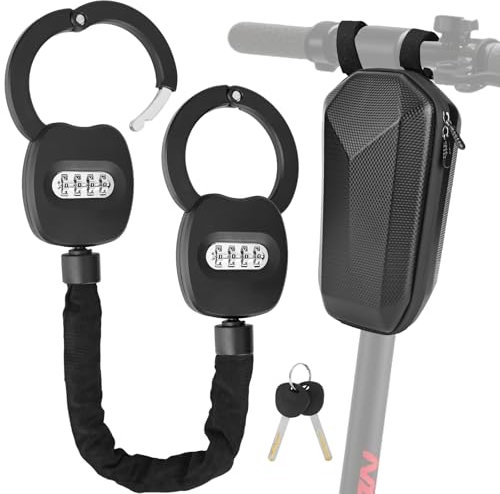 Gaethra E Scooter Schloss mit Zahlencode, Schloss für E Scooter mit 4L Wasserdichte Tasch, Handschellenschloss mit Reset Schlüssel, Fahrradschloss für Scooter Roller, Fahrräder, Kinderwagen