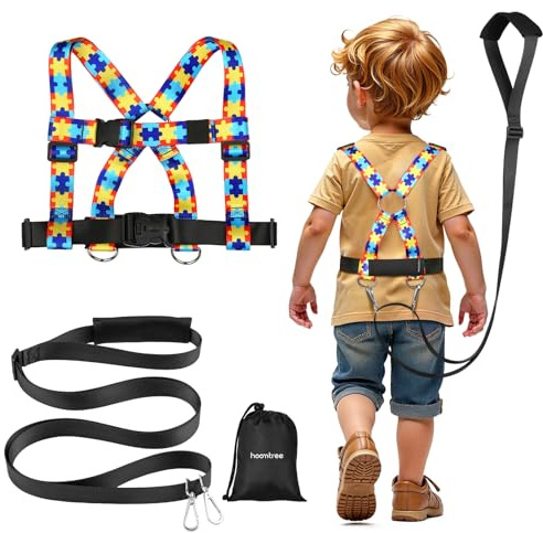 HOOMTREE Safety Harness Leash for Children with Autism, Special Needs and Older Children Aged 6-12 Years, Adjustable Walking Harness for Teens with Grab Handle and Teen Strap Holds
