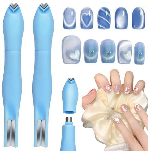 Heart Nail Art Magnet, Wooden Handle Nail Magnet, Versatility Personalization DIY Tools, Strong magnetic properties For home or professional use (Blue)