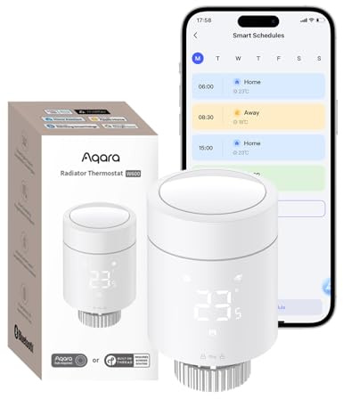 Aqara Smart Radiator Thermostat W600, Zigbee/Thread Thermostat with Energy Saving, Smart Scheduling, Geofencing, Long Battery Life, Compatible with Homekit, Home Assistant, Alexa, Google Home