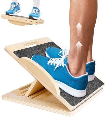 Planche d'équilibre et planche inclinée en bois réglable pour étirement du mollet, planche mobile pour physiothérapie, entraînement d'équilibre, 1,8 cm d'épaisseur, pour squats, étirement musculaire
