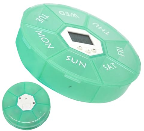 Portapillole, Organizzatore Elettronico Con Timer E 7 Scomparti, Promemoria per Medicinali Giornaliero con Tasche per Casa e Ufficio