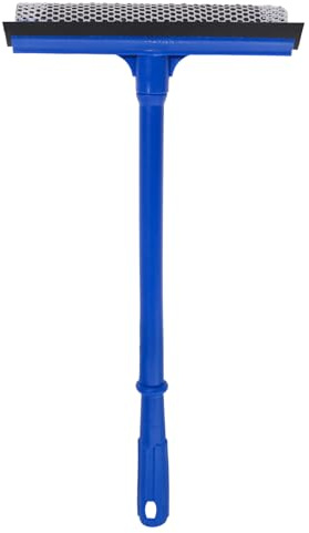 Professional 2-in-1 Window Squeegee, Equipped with a 15.9-Inch Plastic Handle, Soft Rubber Blade and Highly Absorbent Sponge, Ideal for Cleaning Glass,Shower Enclosures and High Outdoor Windows.