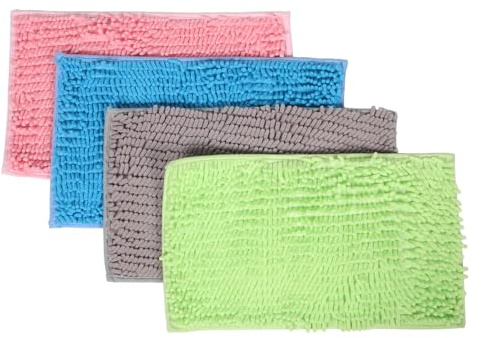 Artibetter Lot de 4 Tapis de Cage pour Cobayes en Chenille Antidérapante Lavables et Réutilisables 48 X 28 CM Coussins Absorbants Multicolores pour Petits Animaux Lapins et Hérissons