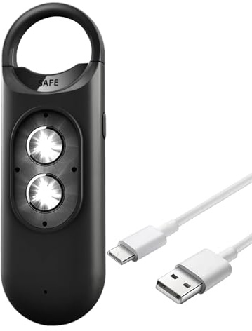 Persönlicher Schutzalarm – Ultraschall-Sicherheitsalarm, wiederaufladbar, 130 dB, mit Stroboskoplicht, für ältere Studenten, Frauen und für den Außenbereich, Nacht und Reisen