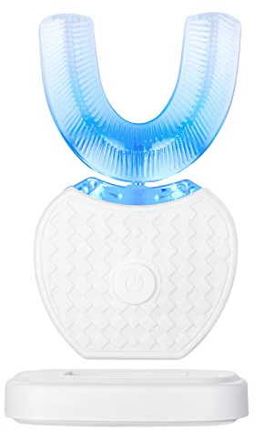 Cepillo de dientes eléctrico ultrasónico, cepillo de dientes eléctrico 360 ° totalmente automático ultrasónico impermeable IPX7 AI función de almacenamiento automático Blu-ray blanqueamiento