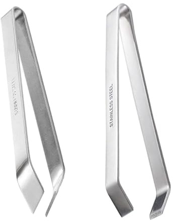 VUIUYOIES Pinzas planas de acero inoxidable para desplumar, sujetar objetos pequeños o servir aperitivos en la cocina. Pinzas para espinas de pescado. acero inoxidable.