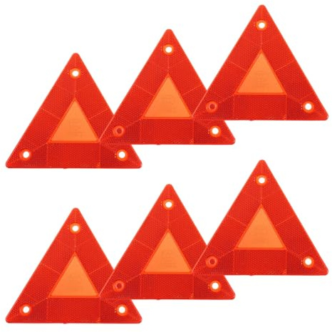 FUOYLOO 6 Piezas de Señal de Advertencia Triangular de Movimiento Lento para Vehículos y Rv, Reflectores Triangulares Rojos de Plástico para Viajes por Carretera