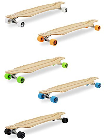 Two Bare Feet 'The Larry' 39in Pintail Bamboo Series Premium Longboard Skateboard (Blue wheels)