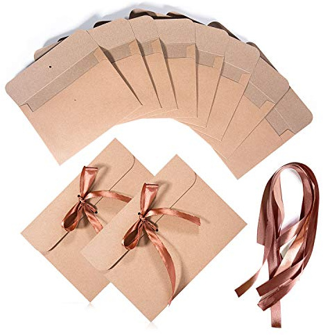 Vordas 30 Pezzi Buste di Kraft Carta con Nastro in Stile Vintage, ideale per buste del Ringraziamento, Invito, Biglietto di auguri e Cartolina di Natale, ecc (17x12.4cm)