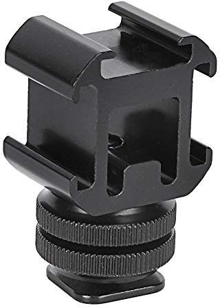 Adaptador de montaje de tres zapatas de frío y caliente, 1/4 '' de doble capa con montaje de tornillo Monitor de cámara Micrófono Flash Soporte de montaje de zapata para varias cámaras