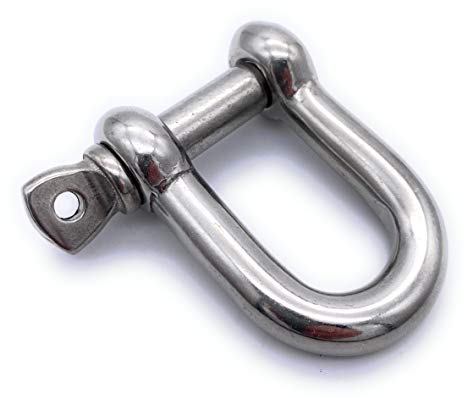 1 Stk. V4A Edelstahl Schäkel Ø 8 mm gerade kurze Form | EINGEPRÄGTE Tragfähigkeit (WLL): 625kg [Größe Wählbar 4-20 mm] (8mm)