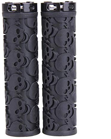 2 Pcs Bike Handlebar Grips Skull Style Bicycle Grips Soft Rubber Lock-on Handle Grips for Bicycle Mountain BMX (Black)