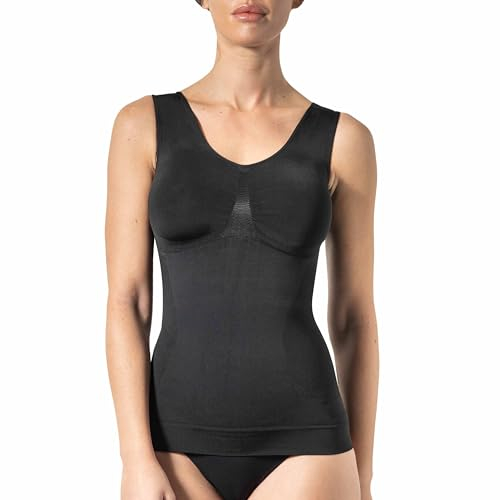 Risalti Shapewear Tanktop Mit Breitträgern - Top & Bh Ohne Bügel Integriert, Bauchweg Tank Top Für Body, Shapewear Body Mit Bh Ohne Bügel Integriert - Made In Italy
