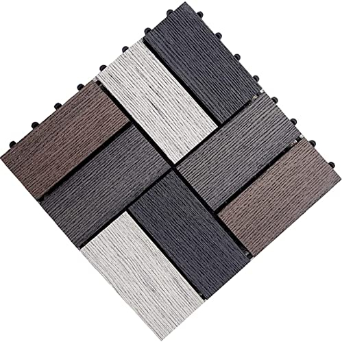 Terrassenfliesen Terrassendielen Balkonfliesen Holz ineinandergreifende Bodenfliesen, Verbunddeckboden Wasserbeständige Terrassenfertiger für den Außenbereich DIY gespleißt für den Innen- und Au