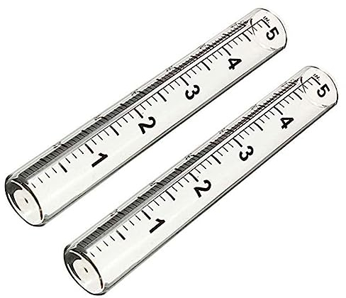 2Pcs Glass Rain Gauge Replacement Tube, 5inch Capacity Rain Water Meter Measuring Gauge Tube for Garden Yard