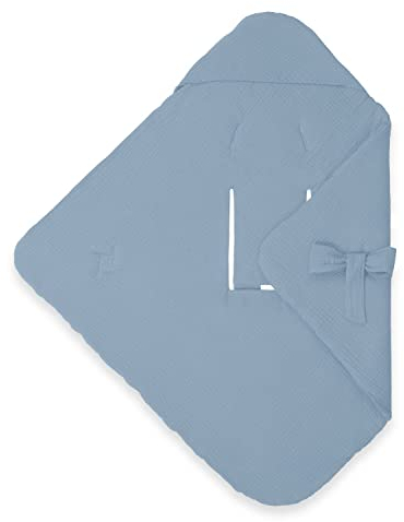 hauck Baby Einschlagdecke Snuggle so Cosy aus Baumwolle, Universal für Babyschale, Kindersitz, Kinderwagen, Buggy, Babywippe, Waschbar (Dusty Blue)