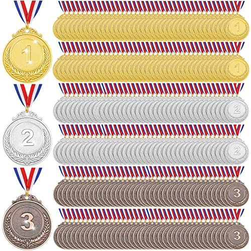 Sasylvia 240 Pieces Metal Medals Awards for Kids and Adult, Gold Silver Medal Bulk, 1 2 3 Medals Prizes Winner Award Medals for Sports, Competitions, Party Winning Team Rewards