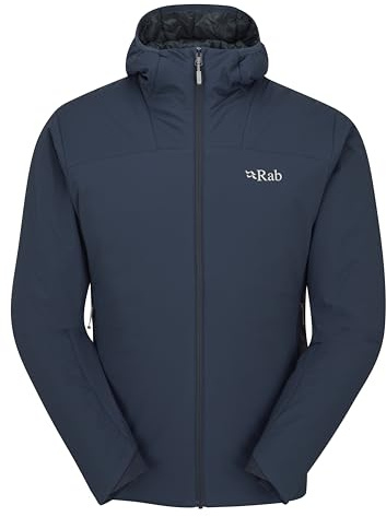 Rab Men's Xenair Alpine Light Jacket - Hooded Synthetic Insulated Coat for Trekking & Mountaineering - Tempest Blue - Large