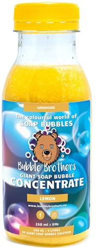 Bubble Brothers Giant Bubble Mixture 5L Refill Concentrated Bubble Solution for Bubble Machines Giant Bubble Mix Premium Bubble Liquid Bubble Fluid for Giant Bubble Wands Bubbles Kids (Lemon 250ml)