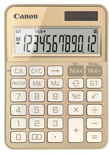Canon KS-125KB Taschenrechner (Solar- und Batteriebetrieb, 12 Stellen) Gold