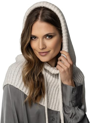 VIVISENCE Bonnet Capuche 2En1 pour Femme L'automne Et l'hiver en Laine d'agneau Et Coton avec Cordon Réglable pour Protection Optimale Contre Le Froid Et Design Intelligent avec, Beige,Taille Unique