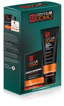 Dermolab Uomo - Set Regalo Uomo, Doccia Shampoo Relax 250 ml Muschio e Ambra, Azione Tonificante, e Lozione Dopobarba Rivitalizzante, 100 ml, Previene Arrossamenti e Aggressioni Esterne