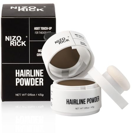 Poudre de Retouche Racines Cheveux Brun Foncé,Hairline Powder,Retouche Instantanée Racine Cheveux Blanc & Zones Clairsemées,Avec Miroir & Applicateu 4.5g