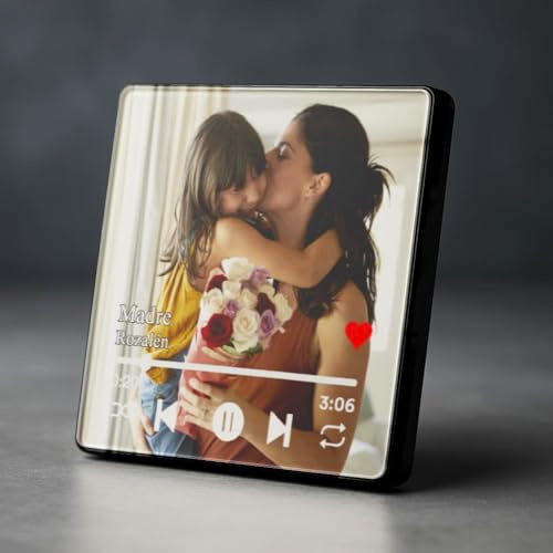 Regalo Personalizado con Canción y Foto Día del Padre Madre | Regalos para Parejas | Ideal para Aniversario, San Valentín Boda o Cumpleaños | Placa Hombre Mujer Imán de Nevera (Foto)