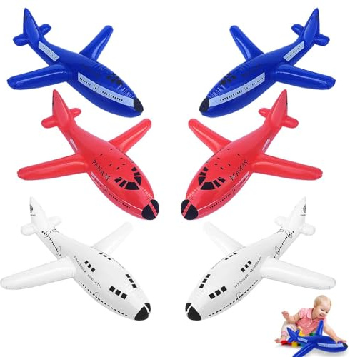 EULAPGOE Palloncini Aeroplani Gonfiabili,Aerei Gonfiabili per Bambini - Set da 6 Pezzi - Giocattoli Gonfiabili a Forma di Aereo - Decorazioni per Feste di Compleanno - 18.5 Pollici - Colori Vivaci