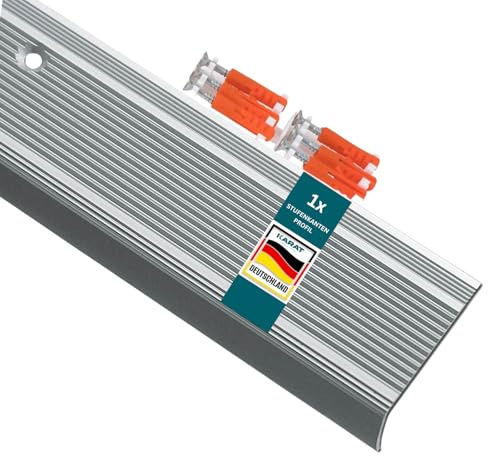 KARAT Treppenkantenprofil L-Form vorgebohrt - Silber - eloxierte Stufenkantenprofil für Parkett und Laminat 1 Stück, 100 cm Länge 3x3,5 cm - Integral