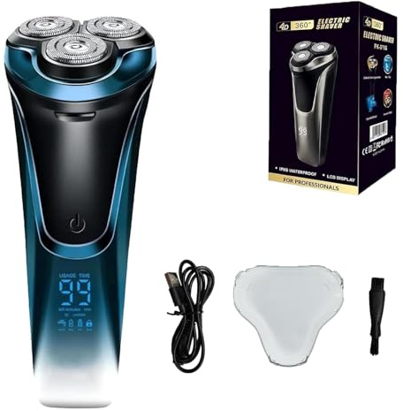 Snapbuy Electric Razor for Men, 2026 New Electric Shavers, Snapbuy Razor,Ipx7 Waterproof,4D Floating Head Rotary Shaver,with LCD Display & Quiet Motor (Blue)