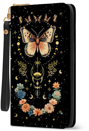 Vorruil Butterfly Women Wallet, RFID Blocking Credit Card Wristlet Wallet | Flowers Ladies Purse, with Zip Around Phone Holder, Capacity Wallets Hand Strap, Travel Clutch Organizer, for Birthday Gift