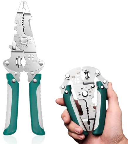 YUPZAR 1 Pieza 26 en 1 - Alicates de desbrozadora de cables eléctricos multiusos, alicates para engarzar instalaciones eléctricas,herramientas profesionales de electricista (verde)