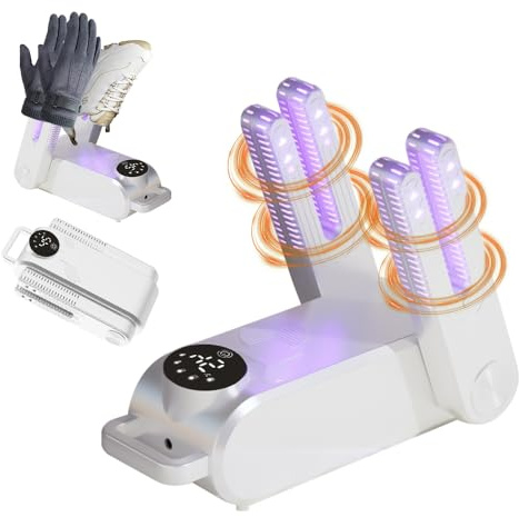 Hojalis Secador De Zapatos Eléctrico, Secador De Botas, Secador de Botas de Futbol con 5 Temporizador, secador Zapatillas Deporte, Diseño Plegable para Botas de Esquí, Zapatos, Calcetines, Guantes
