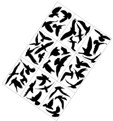 FIXOSHEE 9 hojas Pegatinas Ventana Anticolisión Diseño Colibrí Negro Adhesivas Estáticas Protección Cristales contra Impactos Aves Fácil Instalación