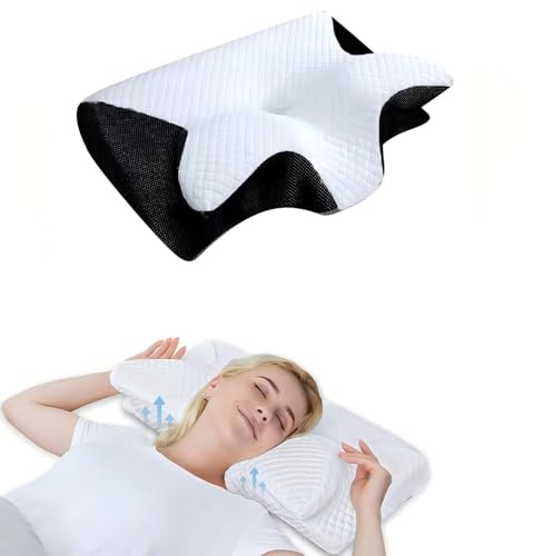 SOYA Paris Oreiller 2.0, Ergonomique Cervical, Oreillers Mémoire Soutien Cervical pour Dormir pour Dormir sur Le côté et sur Le Dos (Noir 1 X Oreiller)
