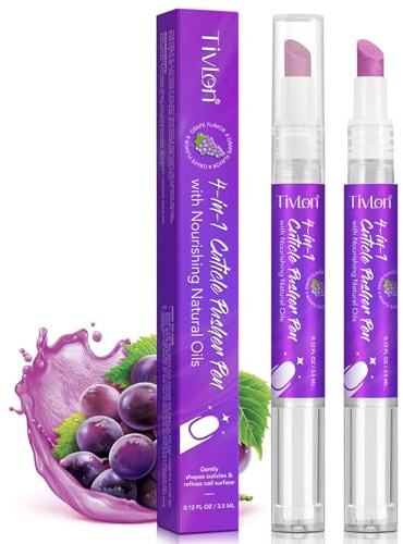 Cuticle Oil Pusher Pen - 2PCS 4 in 1 Cuticle Remover Pen for Nails, Nail Care Oil Pens with Micro-Dosin Oil for Hangnails, Dry & Damaged Nails, Moisturize Strengthen