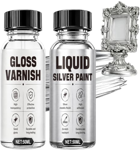 Liquid Silver Leaf Paint, Chrome Paint for Metal, Quick-Drying, Waterproof