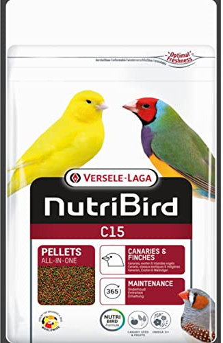 Versele-Laga Nutribird C15 | 1 kg | Alleinfutter für Kanarien-, Waldvögel & Exoten | Auf der Basis von ausgewähltem Getreide | Zur Unterstützung der Darmflora & des Gefieders