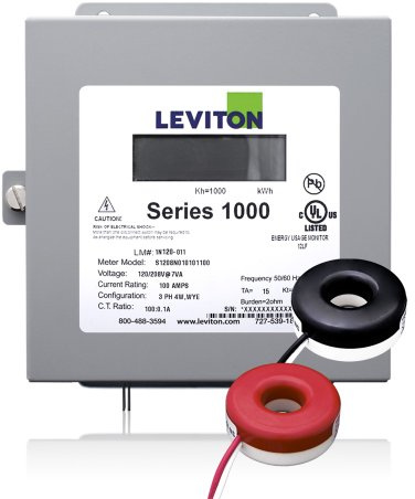 Leviton 1K240-1SW Series 1000 120/240V 100A 1P3W Indoor Kit with 2 Solid Core CTs