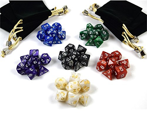 shibby 42 polyedrische Würfel für Rollen- und Tabletopspiele in 6 Beutel, Mehrfarbig, 60014313, Farben Set