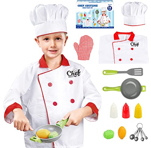 Lesheng space Chef Costume for Kids Fancy Dress for Kids & Toddlers Pretend Role Play Dress -Up Set With kids cooking kit for Age 3-7