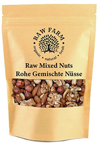 1 kg Raw Mixed Nuts – Hazelnut, Almond, Cashew & Walnut Kernels | Unsalted & Unroasted | Ideal for Diets Healthy Vegan Snack & Baking Mix | Non-GMO, Resealable Bag, Free from Gluten & Soya
