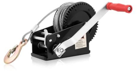 Dragon Winch Argano manuale 3500 lbs / 1588 kg con gancio e Cavo in Acciaio 10m per piccole imbarcazioni, moto, veicoli e officina | Verricello manuale a due velocità