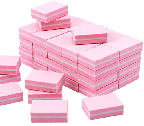 REQAG 30 Piezas Bloque de Lima Para Uñas Taco Pulidor Uñas Doble Cara Grano 100/180 Bloque Pulido Uñas Profesional Lima Pulidora Uñas Lavable para Uñas Gel y Acrílico, Rosa