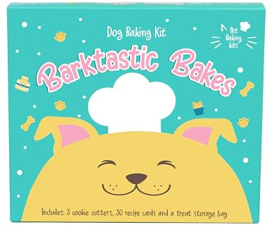 Barktastic Bakes - Kit de hornear golosinas para perros - Juego de cortadores de galletas de hueso de perro y kit de recetas