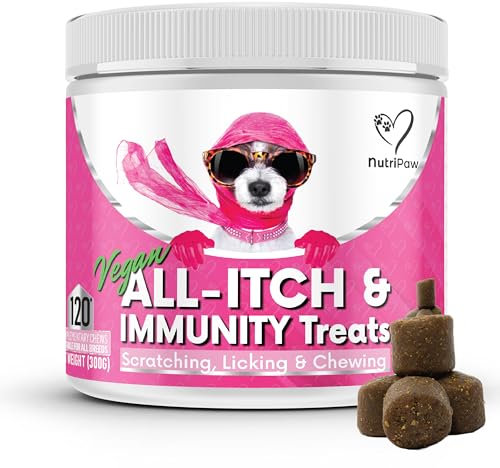 NutriPaw Vegan All-Itch Treats For Dogs - Soothe Itchy Paws, Eyes, Ears, Skin - Stop Itching, Licking, Scratching - Perfect for Small, Medium & Large Dogs - Supports Seasonal Itching