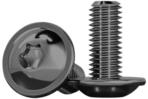 Drenky 10 Piezas M8x20mm Tornillos Torx, Tornillo De Cabeza Alomada Con Brida Negro ISO 7380-2 Tornillos Con Brida Acero Inoxidable Tornillos Roscados Tornillos Con Arandela, Totalmente Roscados